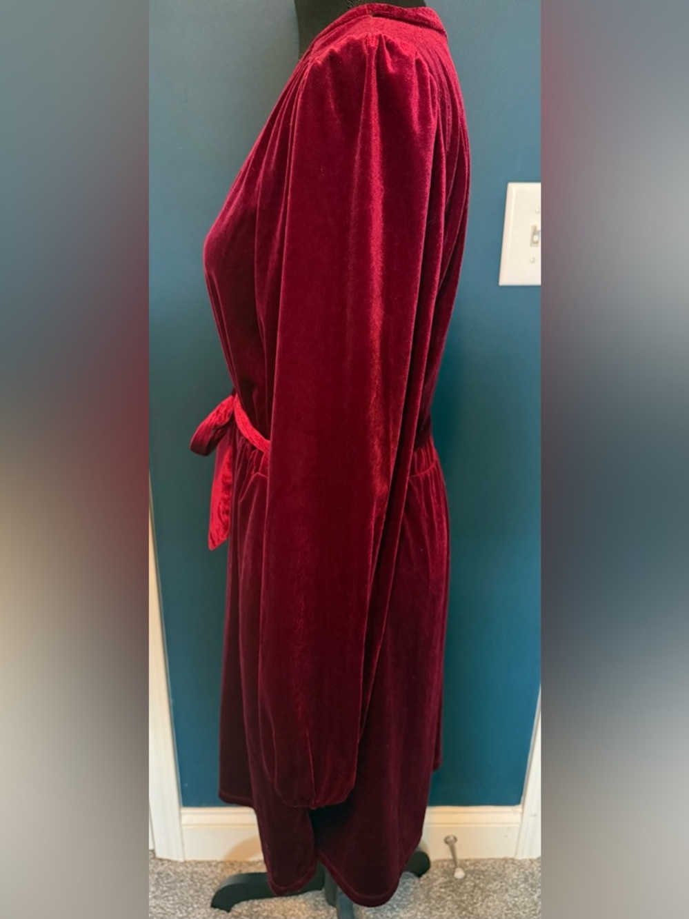 Draper James Velvet Dress In Rich Burgundy View 2
